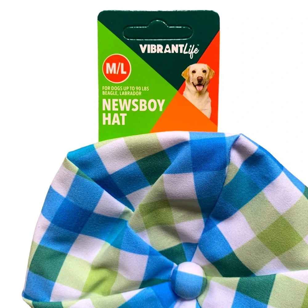 Vibrant Life Newsboy Checkered Dog Hat Size M/L